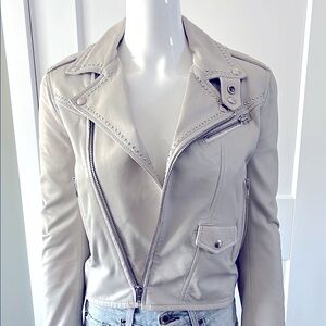 IRO Blondie Studded Leather Jacket Grey